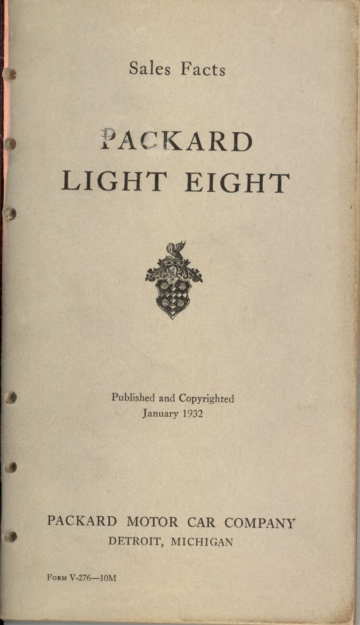 1932 Packard Light Eight Data Book